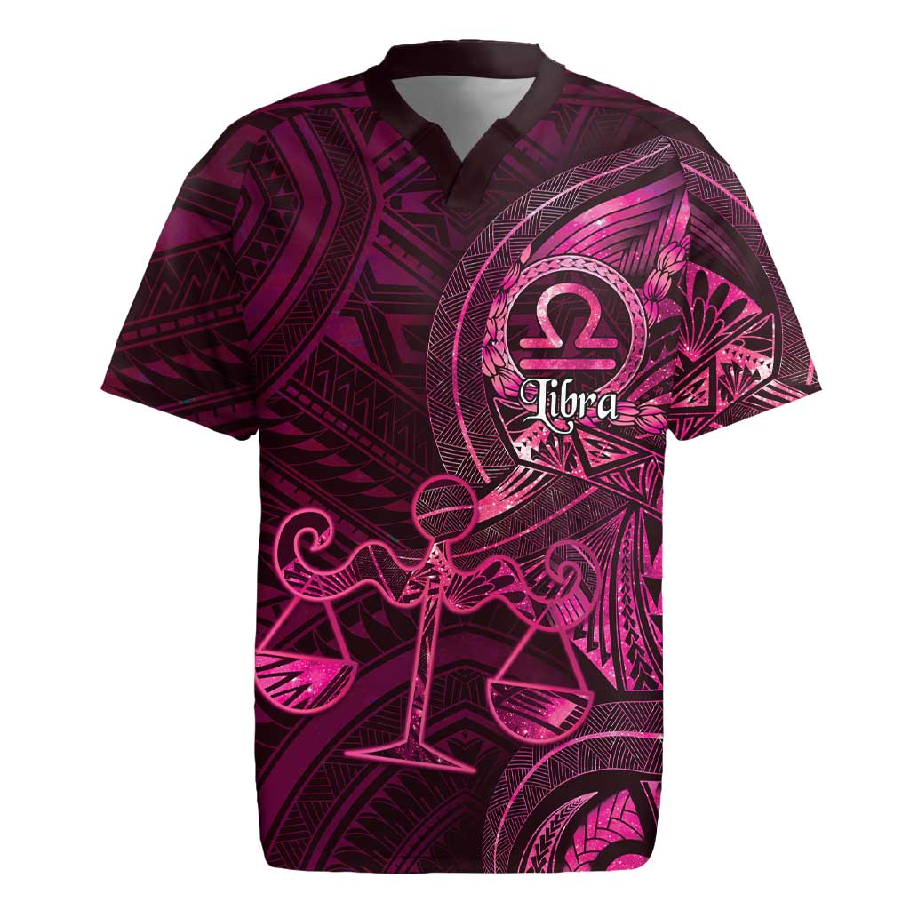 Personalised Polynesia Zodiac Libra Rugby Jersey Galaxy Polynesian Pattern Chest Tattoo Style LT14 Pink - Polynesian Pride