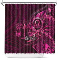 Personalised Polynesia Zodiac Libra Shower Curtain Galaxy Polynesian Pattern Chest Tattoo Style LT14 Pink - Polynesian Pride