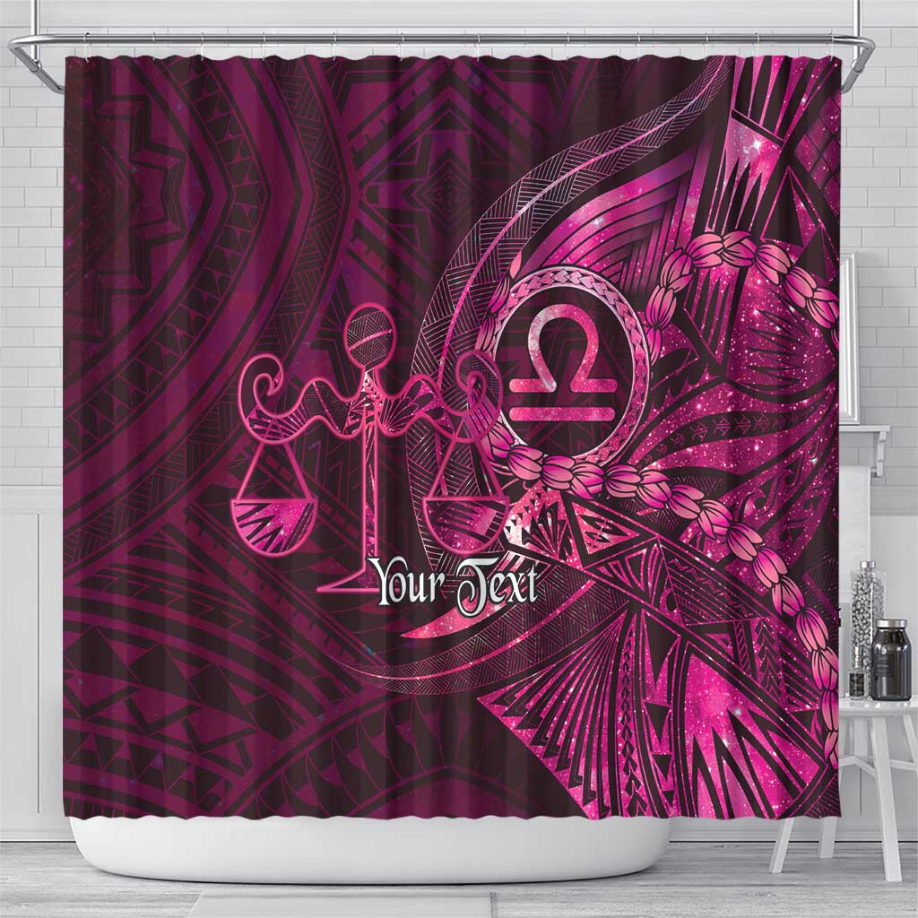 Personalised Polynesia Zodiac Libra Shower Curtain Galaxy Polynesian Pattern Chest Tattoo Style LT14 - Polynesian Pride