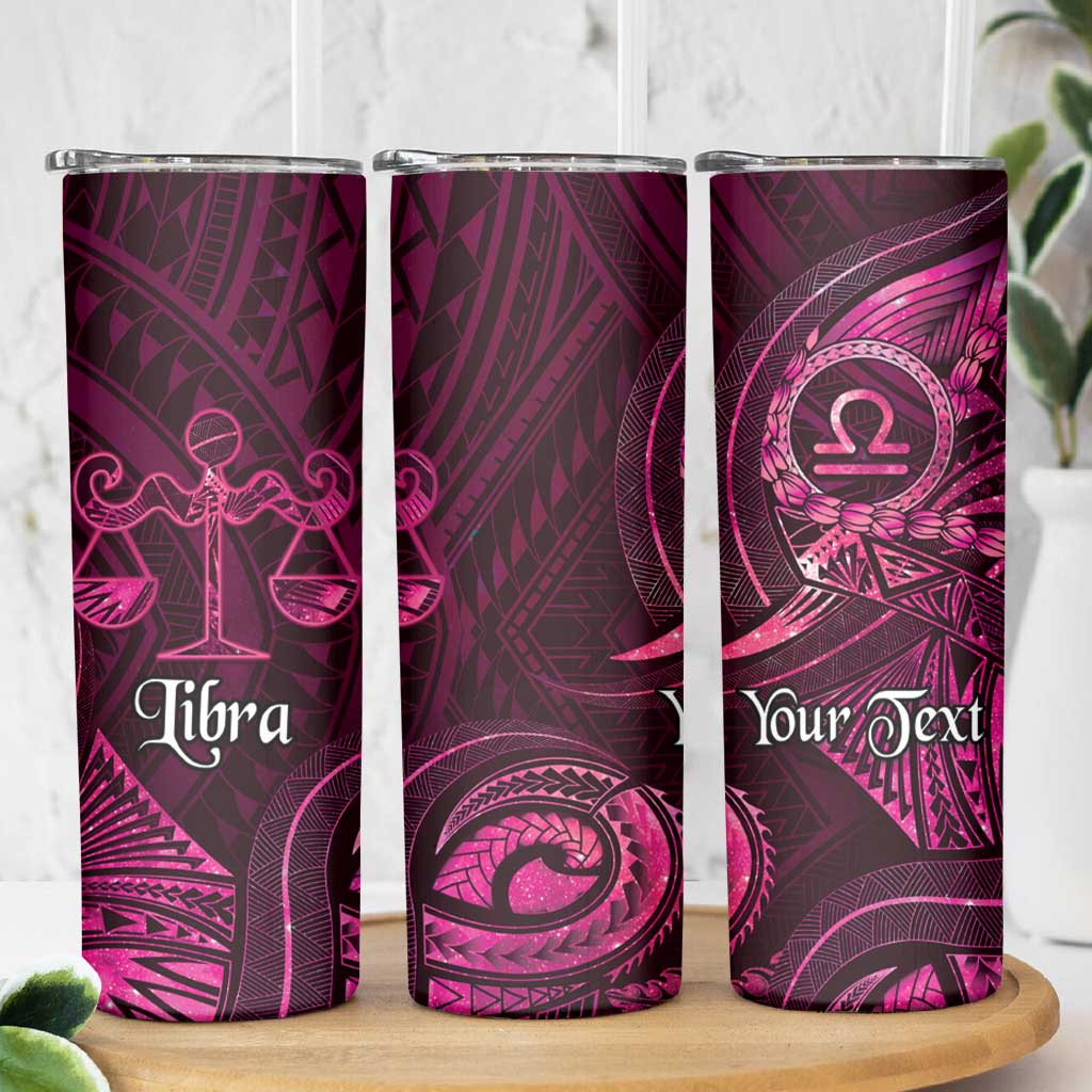 Personalised Polynesia Zodiac Libra Skinny Tumbler Galaxy Polynesian Pattern Chest Tattoo Style