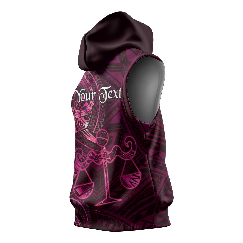 Personalised Polynesia Zodiac Libra Sleeveless Hoodie Galaxy Polynesian Pattern Chest Tattoo Style