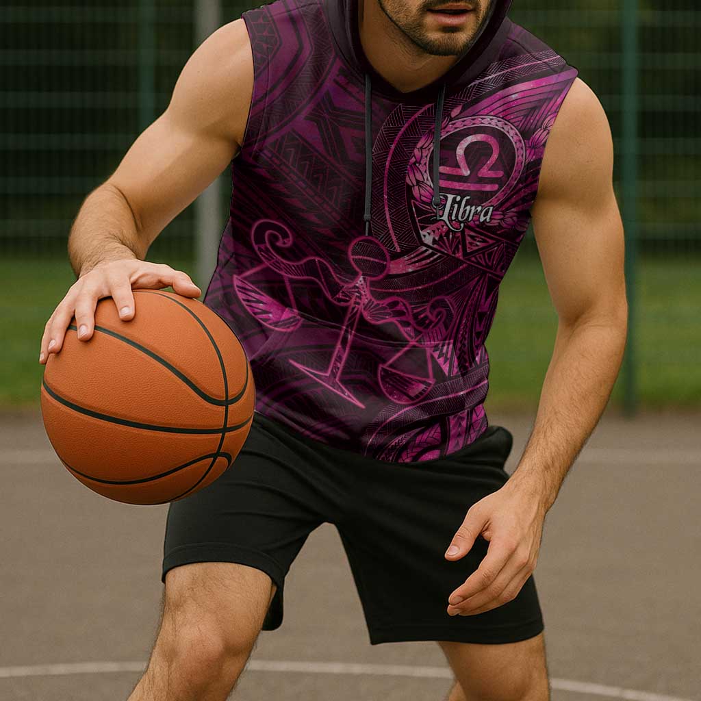 Personalised Polynesia Zodiac Libra Sleeveless Hoodie Galaxy Polynesian Pattern Chest Tattoo Style