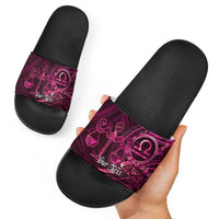 Personalised Polynesia Zodiac Libra Slide Sandals Galaxy Polynesian Pattern Chest Tattoo Style LT14 - Polynesian Pride