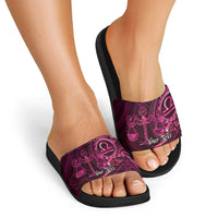 Personalised Polynesia Zodiac Libra Slide Sandals Galaxy Polynesian Pattern Chest Tattoo Style LT14 - Polynesian Pride