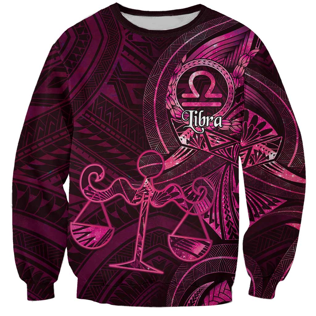 Personalised Polynesia Zodiac Libra Sweatshirt Galaxy Polynesian Pattern Chest Tattoo Style
