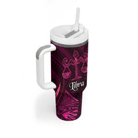 Personalised Polynesia Zodiac Libra Tumbler With Handle Galaxy Polynesian Pattern Chest Tattoo Style