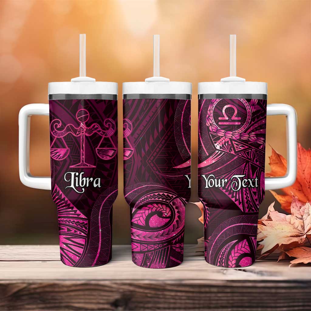 Personalised Polynesia Zodiac Libra Tumbler With Handle Galaxy Polynesian Pattern Chest Tattoo Style