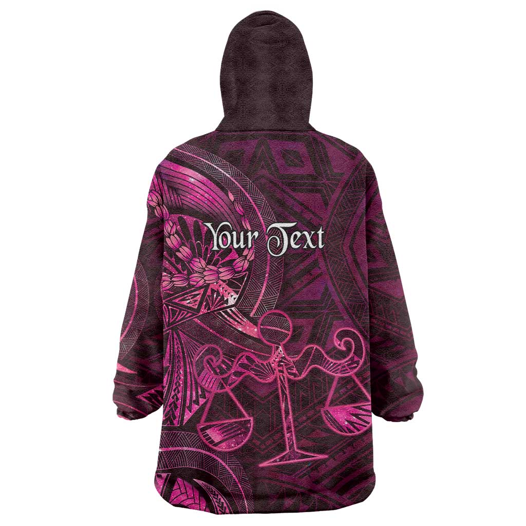 Personalised Polynesia Zodiac Libra Wearable Blanket Hoodie Galaxy Polynesian Pattern Chest Tattoo Style LT14 - Polynesian Pride