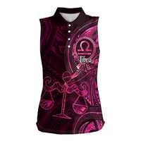 Personalised Polynesia Zodiac Libra Women Sleeveless Polo Shirt Galaxy Polynesian Pattern Chest Tattoo Style