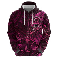 Personalised Polynesia Zodiac Libra Zip Hoodie Galaxy Polynesian Pattern Chest Tattoo Style