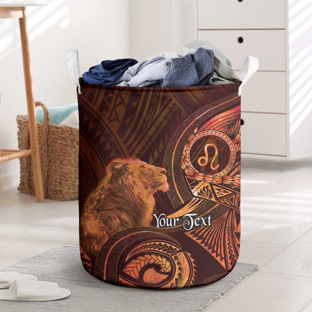 Personalised Polynesia Zodiac Leo Laundry Basket Galaxy Polynesian Pattern Chest Tattoo Style LT14 Orange - Polynesian Pride