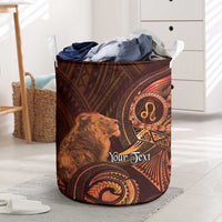 Personalised Polynesia Zodiac Leo Laundry Basket Galaxy Polynesian Pattern Chest Tattoo Style LT14 Orange - Polynesian Pride