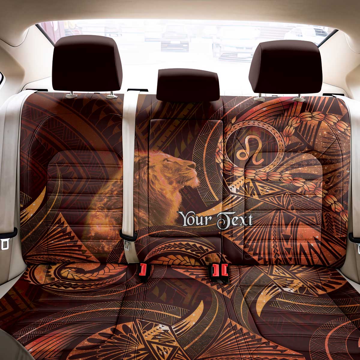 Personalised Polynesia Zodiac Leo Back Car Seat Cover Galaxy Polynesian Pattern Chest Tattoo Style LT14 - Polynesian Pride