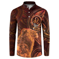 Personalised Polynesia Zodiac Leo Button Sweatshirt Galaxy Polynesian Pattern Chest Tattoo Style LT14 Orange - Polynesian Pride