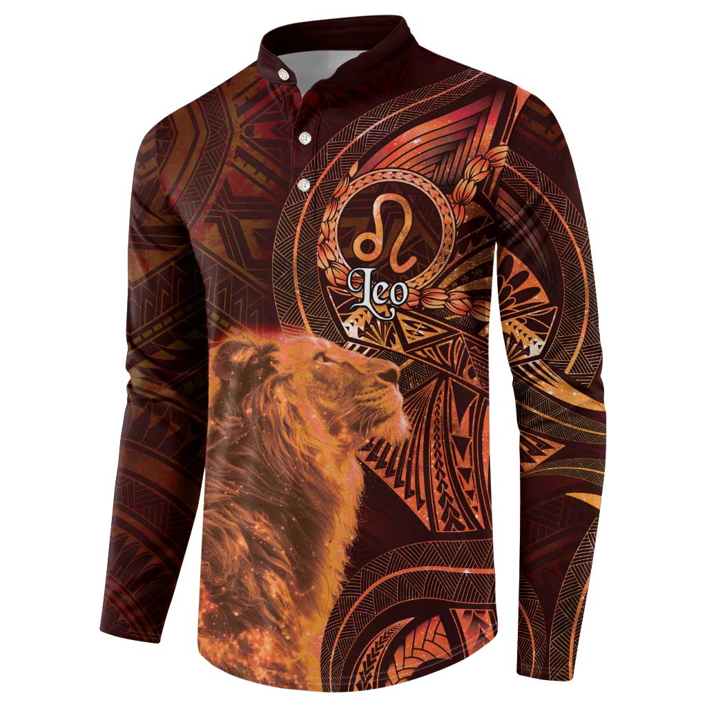 Personalised Polynesia Zodiac Leo Button Sweatshirt Galaxy Polynesian Pattern Chest Tattoo Style LT14 - Polynesian Pride