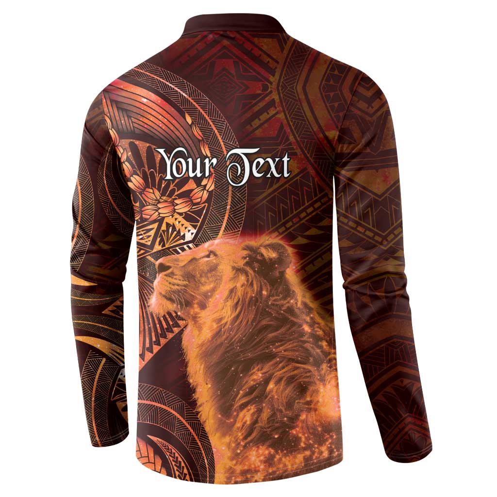Personalised Polynesia Zodiac Leo Button Sweatshirt Galaxy Polynesian Pattern Chest Tattoo Style LT14 - Polynesian Pride