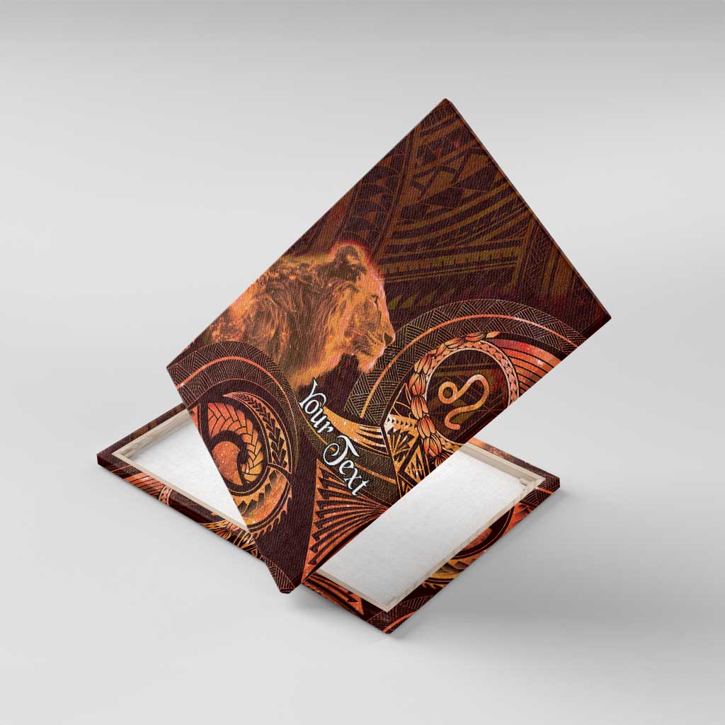 Personalised Polynesia Zodiac Leo Canvas Wall Art Galaxy Polynesian Pattern Chest Tattoo Style LT14 With Frame Orange - Polynesian Pride