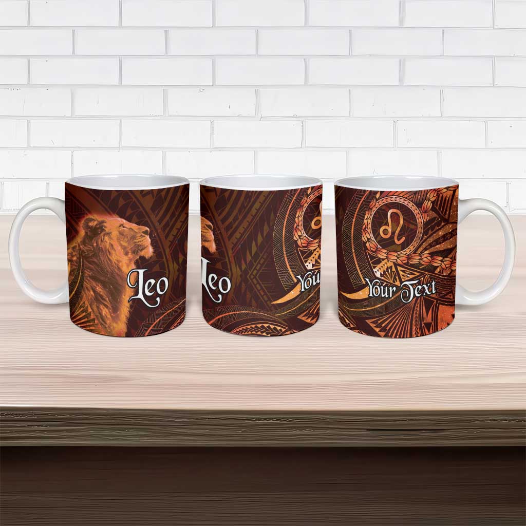 Personalised Polynesia Zodiac Leo Ceramic Mug Galaxy Polynesian Pattern Chest Tattoo Style