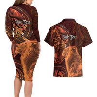 Personalised Polynesia Zodiac Leo Couples Matching Long Sleeve Bodycon Dress and Hawaiian Shirt Galaxy Polynesian Pattern Chest Tattoo Style LT14 - Polynesian Pride