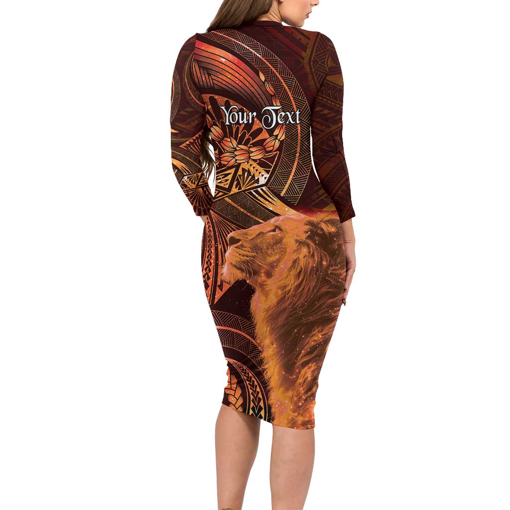 Personalised Polynesia Zodiac Leo Family Matching Long Sleeve Bodycon Dress and Hawaiian Shirt Galaxy Polynesian Pattern Chest Tattoo Style LT14 - Polynesian Pride