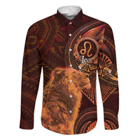 Personalised Polynesia Zodiac Leo Family Matching Mermaid Dress and Hawaiian Shirt Galaxy Polynesian Pattern Chest Tattoo Style LT14 Dad's Shirt - Long Sleeve Orange - Polynesian Pride