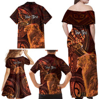 Personalised Polynesia Zodiac Leo Family Matching Off Shoulder Maxi Dress and Hawaiian Shirt Galaxy Polynesian Pattern Chest Tattoo Style LT14 - Polynesian Pride
