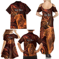 Personalised Polynesia Zodiac Leo Family Matching Summer Maxi Dress and Hawaiian Shirt Galaxy Polynesian Pattern Chest Tattoo Style LT14 - Polynesian Pride