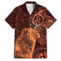 Personalised Polynesia Zodiac Leo Family Matching Summer Maxi Dress and Hawaiian Shirt Galaxy Polynesian Pattern Chest Tattoo Style LT14 Dad's Shirt - Short Sleeve Orange - Polynesian Pride