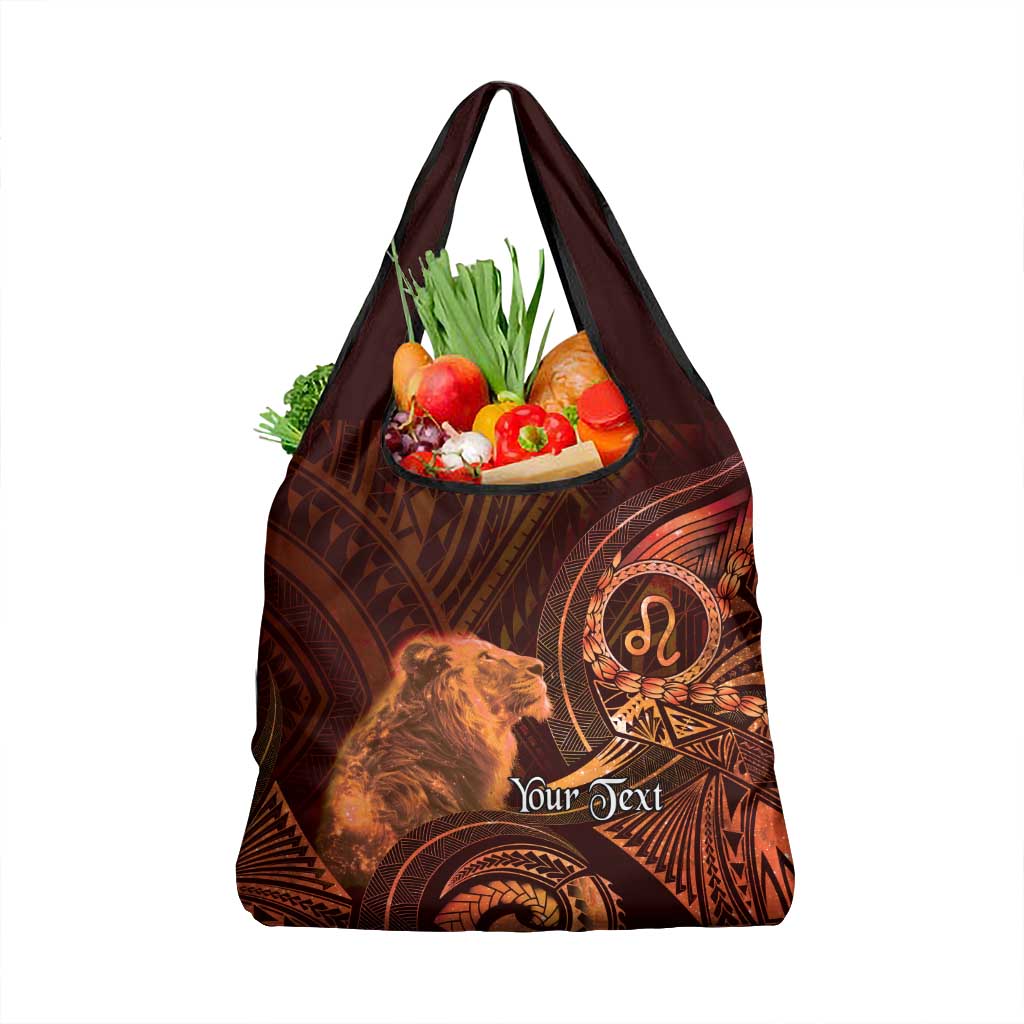 Personalised Polynesia Zodiac Leo Grocery Bag Galaxy Polynesian Pattern Chest Tattoo Style