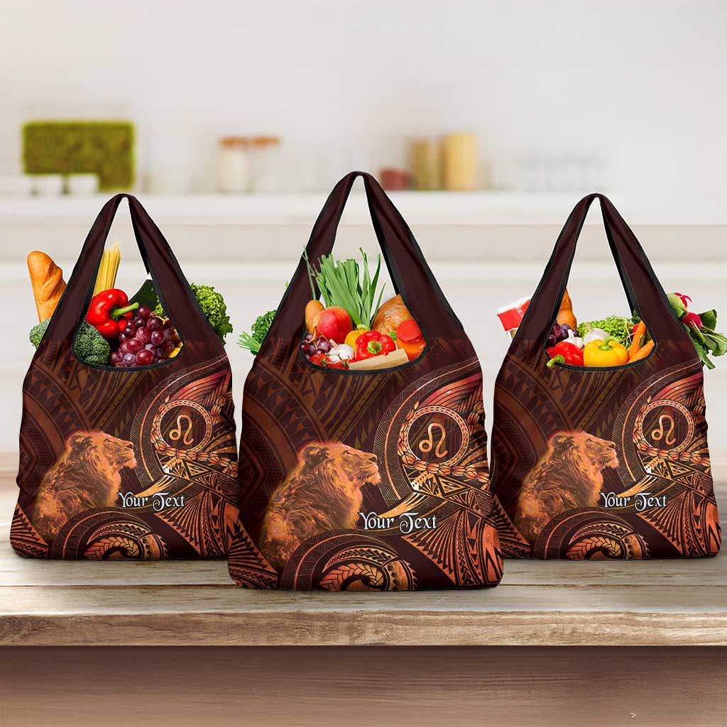 Personalised Polynesia Zodiac Leo Grocery Bag Galaxy Polynesian Pattern Chest Tattoo Style