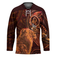 Personalised Polynesia Zodiac Leo Hockey Jersey Galaxy Polynesian Pattern Chest Tattoo Style LT14 Unisex Orange - Polynesian Pride