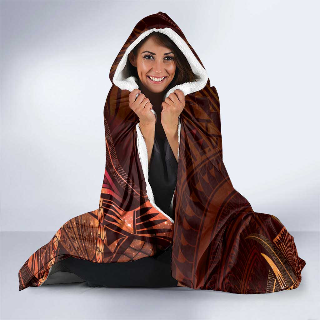 Personalised Polynesia Zodiac Leo Hooded Blanket Galaxy Polynesian Pattern Chest Tattoo Style LT14 - Polynesian Pride