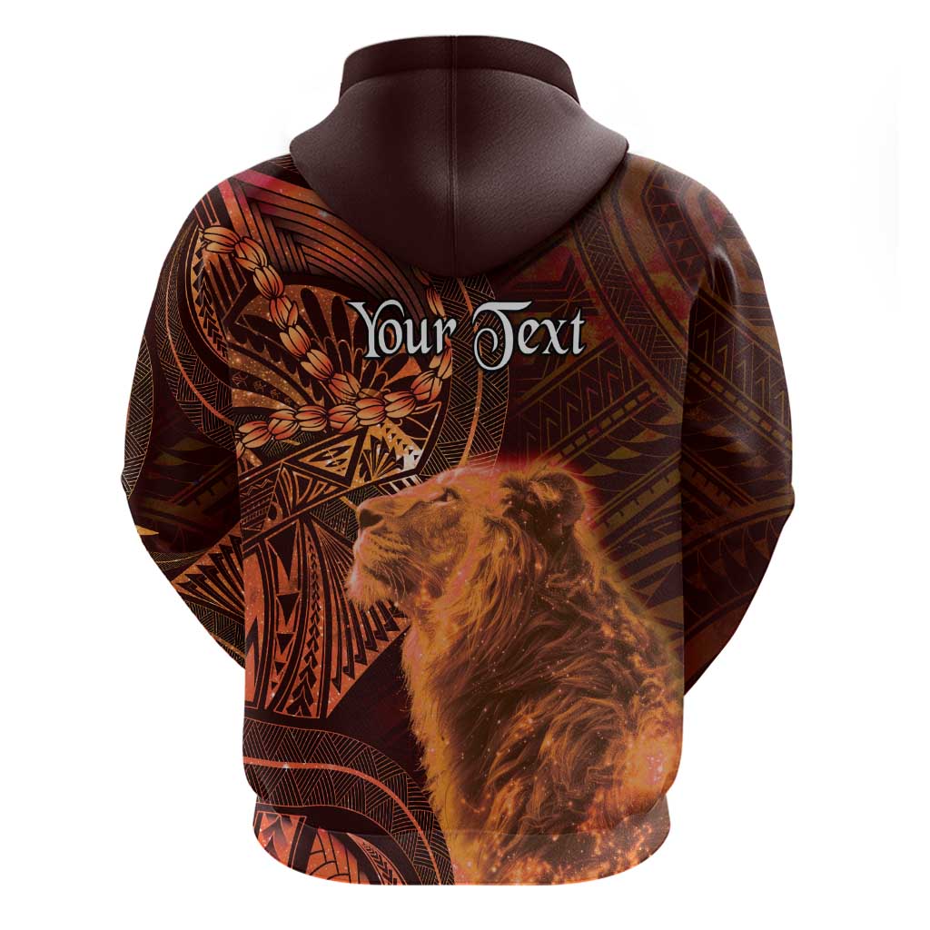 Personalised Polynesia Zodiac Leo Hoodie Galaxy Polynesian Pattern Chest Tattoo Style