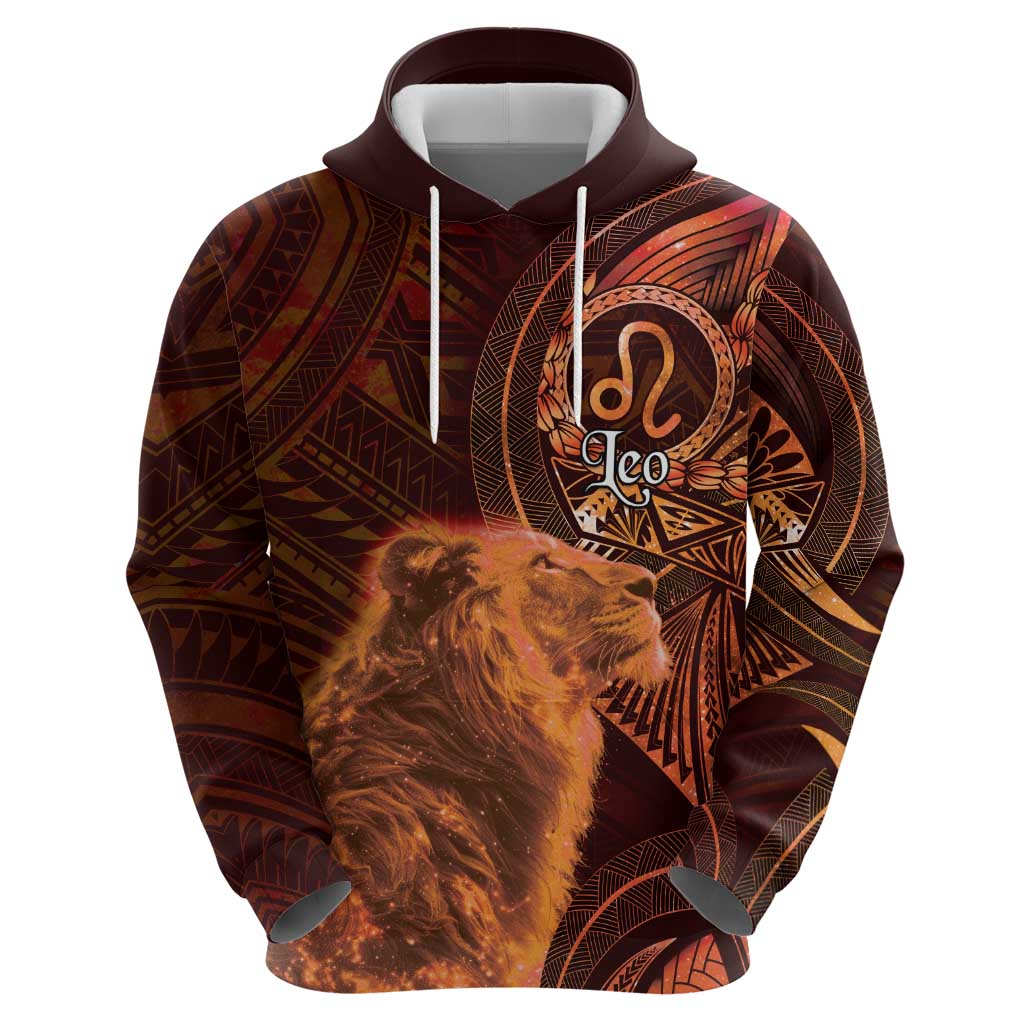 Personalised Polynesia Zodiac Leo Hoodie Galaxy Polynesian Pattern Chest Tattoo Style