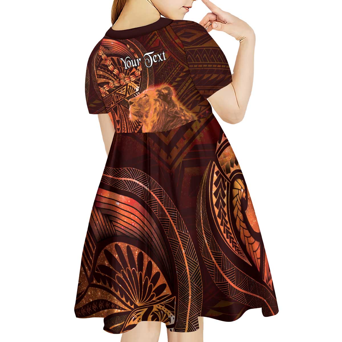 Personalised Polynesia Zodiac Leo Kid Short Sleeve Dress Galaxy Polynesian Pattern Chest Tattoo Style LT14 - Polynesian Pride