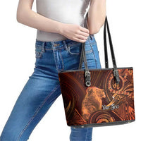Personalised Polynesia Zodiac Leo Leather Tote Bag Galaxy Polynesian Pattern Chest Tattoo Style