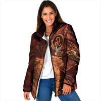 Personalised Polynesia Zodiac Leo Padded Jacket Galaxy Polynesian Pattern Chest Tattoo Style LT14 Women Orange - Polynesian Pride