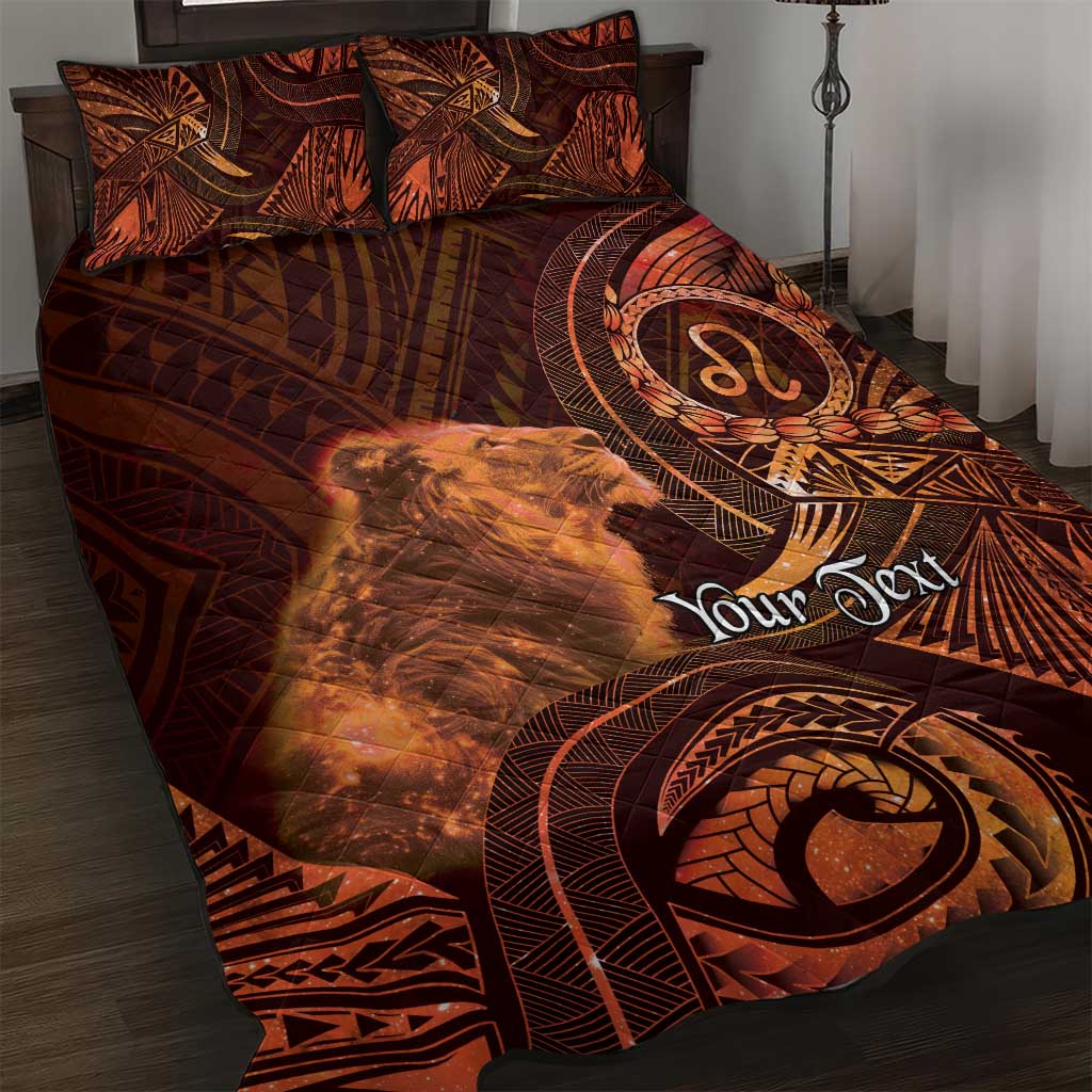 Personalised Polynesia Zodiac Leo Quilt Bed Set Galaxy Polynesian Pattern Chest Tattoo Style