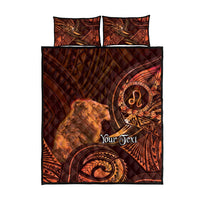 Personalised Polynesia Zodiac Leo Quilt Bed Set Galaxy Polynesian Pattern Chest Tattoo Style