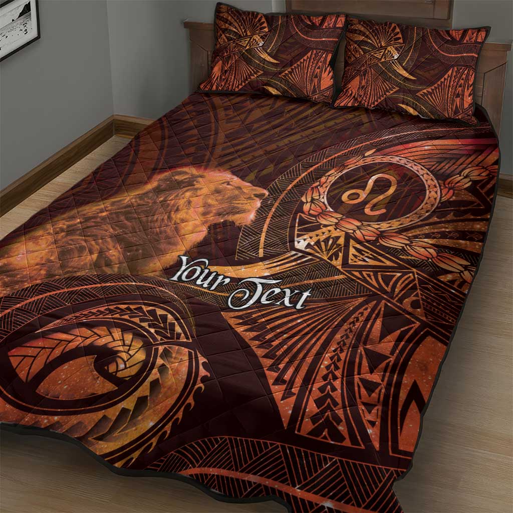Personalised Polynesia Zodiac Leo Quilt Bed Set Galaxy Polynesian Pattern Chest Tattoo Style