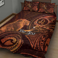 Personalised Polynesia Zodiac Leo Quilt Bed Set Galaxy Polynesian Pattern Chest Tattoo Style