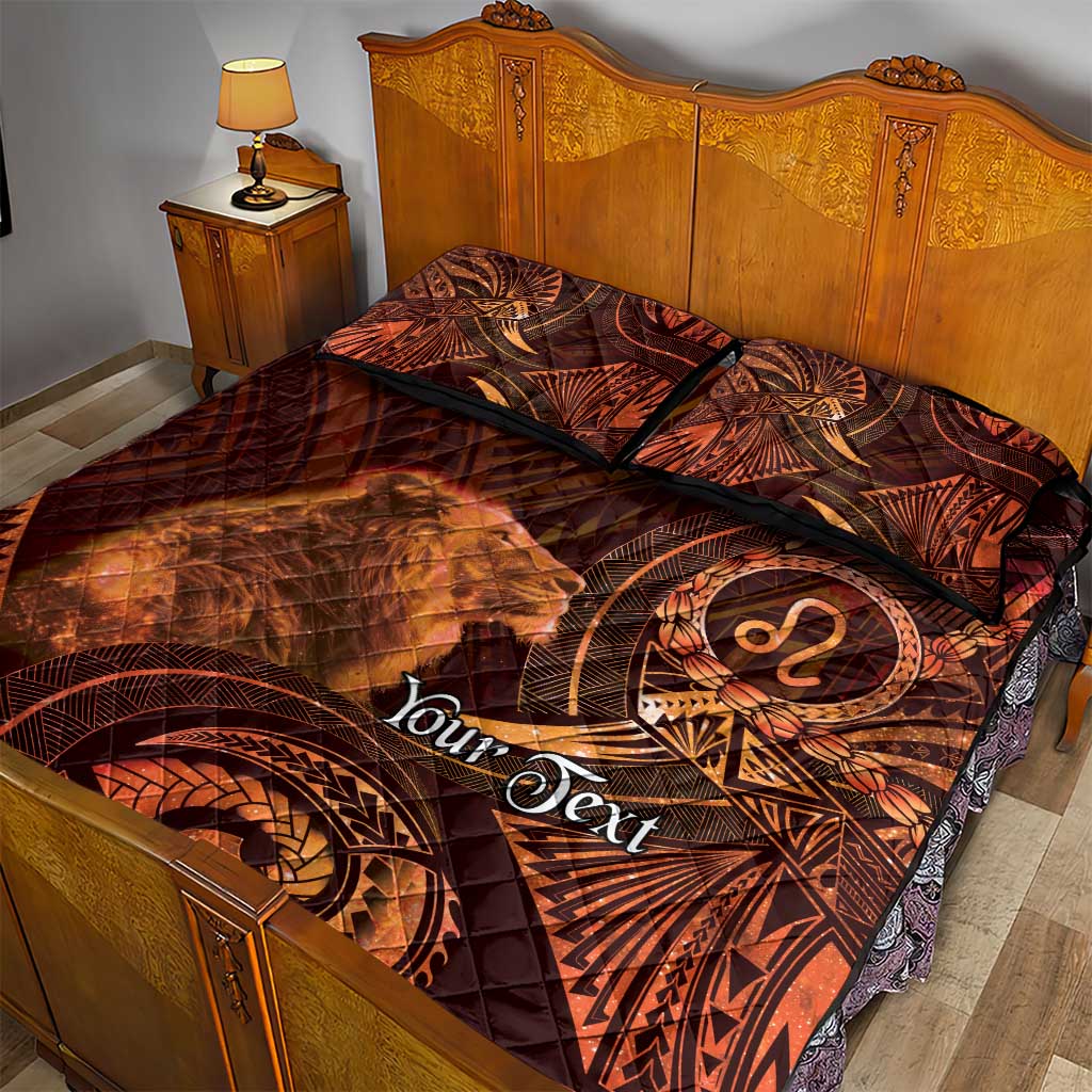 Personalised Polynesia Zodiac Leo Quilt Bed Set Galaxy Polynesian Pattern Chest Tattoo Style