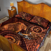 Personalised Polynesia Zodiac Leo Quilt Bed Set Galaxy Polynesian Pattern Chest Tattoo Style