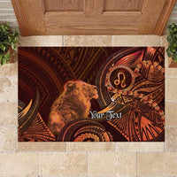 Personalised Polynesia Zodiac Leo Rubber Doormat Galaxy Polynesian Pattern Chest Tattoo Style LT14 Orange - Polynesian Pride