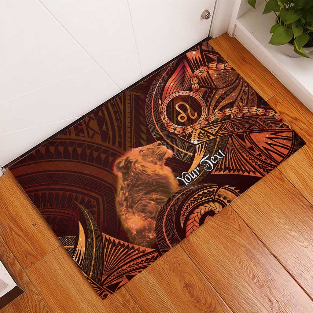 Personalised Polynesia Zodiac Leo Rubber Doormat Galaxy Polynesian Pattern Chest Tattoo Style LT14 - Polynesian Pride