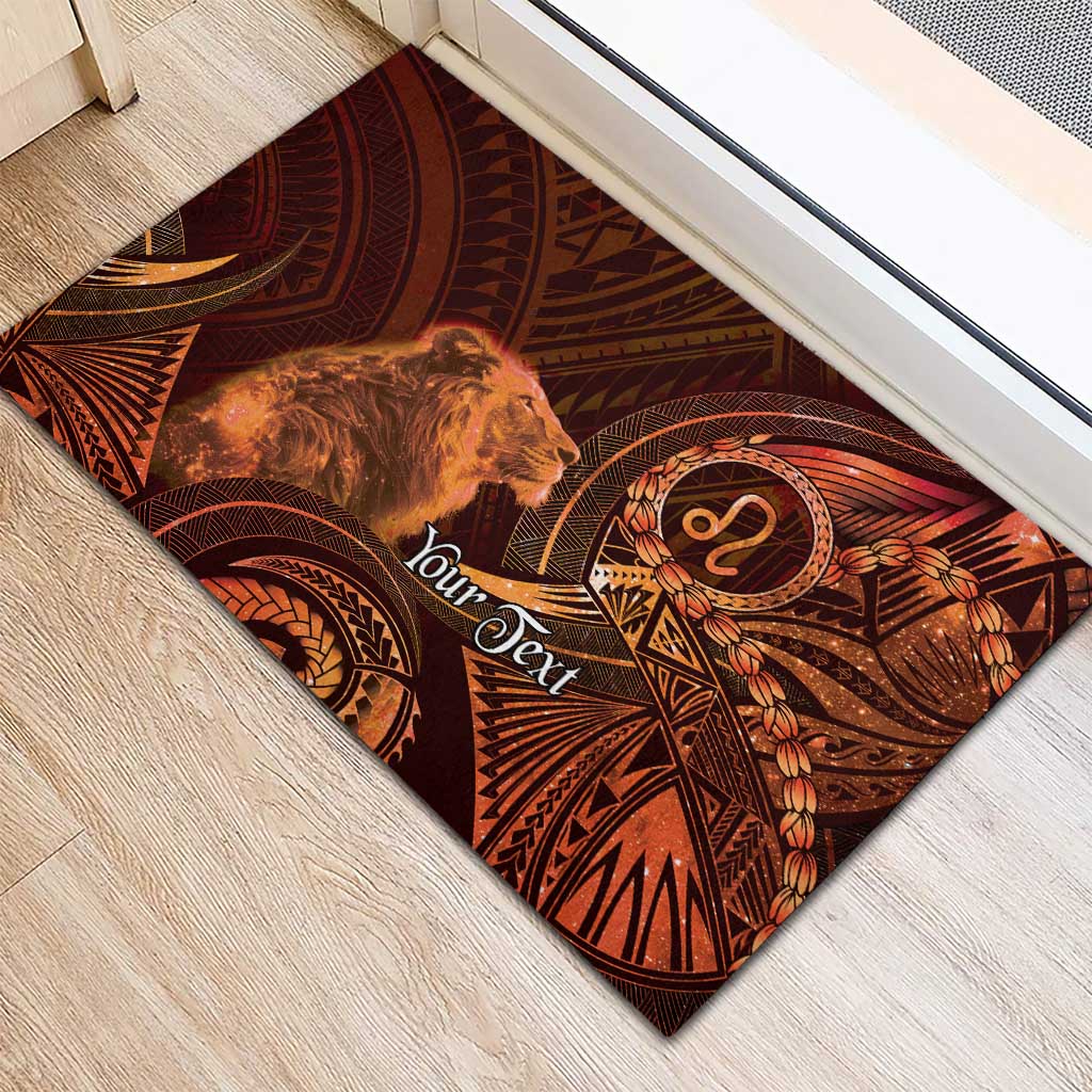 Personalised Polynesia Zodiac Leo Rubber Doormat Galaxy Polynesian Pattern Chest Tattoo Style LT14 - Polynesian Pride