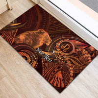 Personalised Polynesia Zodiac Leo Rubber Doormat Galaxy Polynesian Pattern Chest Tattoo Style LT14 - Polynesian Pride