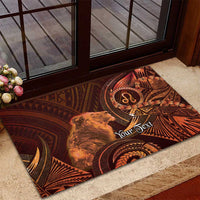 Personalised Polynesia Zodiac Leo Rubber Doormat Galaxy Polynesian Pattern Chest Tattoo Style LT14 - Polynesian Pride