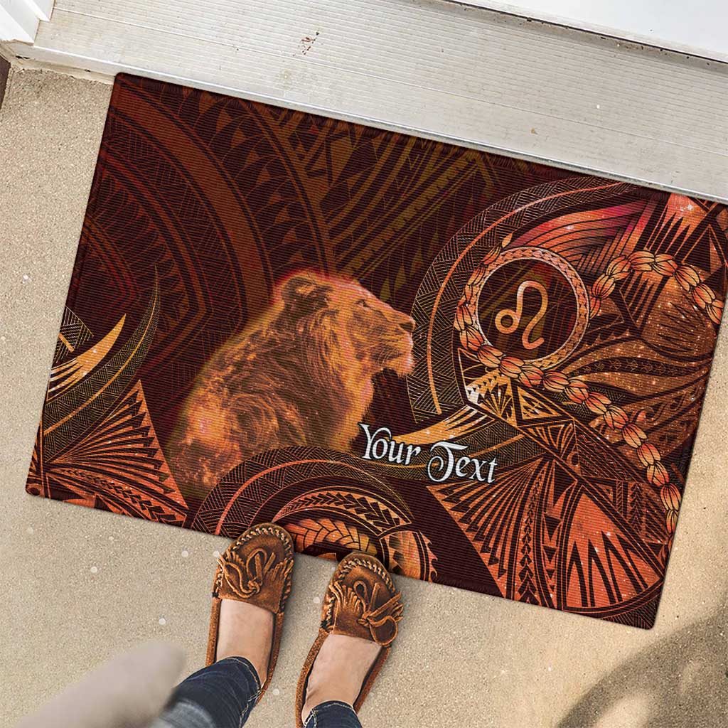 Personalised Polynesia Zodiac Leo Rubber Doormat Galaxy Polynesian Pattern Chest Tattoo Style LT14 - Polynesian Pride