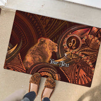 Personalised Polynesia Zodiac Leo Rubber Doormat Galaxy Polynesian Pattern Chest Tattoo Style LT14 - Polynesian Pride